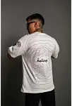 Erkek Kısa Kol Yazlık Tişört Bisiklet Yaka Baskılı Oversize T-shirt - Beyaz