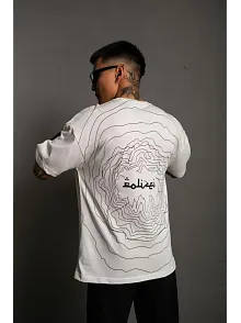 Erkek Kısa Kol Yazlık Tişört Bisiklet Yaka Baskılı Oversize T-shirt - Beyaz
