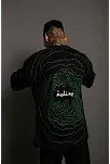Erkek Kısa Kol Yazlık Tişört Bisiklet Yaka Baskılı Oversize T-shirt - Siyah