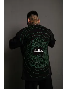 Erkek Kısa Kol Yazlık Tişört Bisiklet Yaka Baskılı Oversize T-shirt - Siyah
