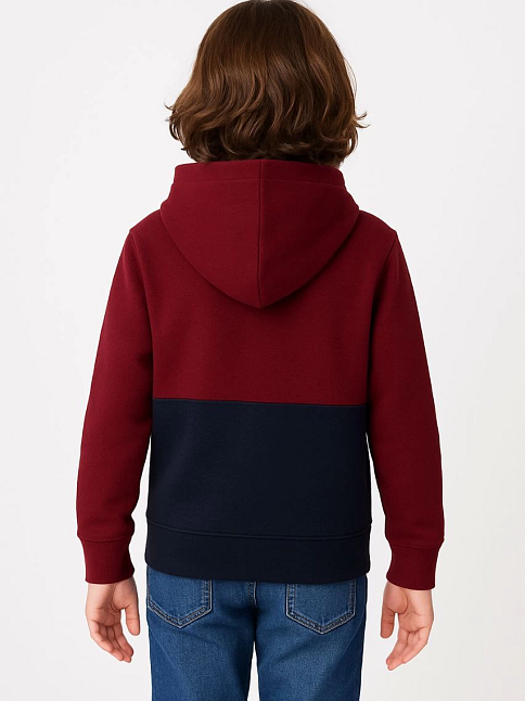 Erkek Çocuk Kapüşonlu Kanguru Cepli Parçalı Sweatshirt - Renkli