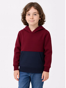 Erkek Çocuk Kapüşonlu Kanguru Cepli Parçalı Sweatshirt - Renkli
