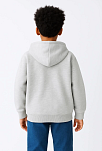 Erkek Çocuk Kapüşonlu Kanguru Cepli Tam Fermuarlı Hırka Sweatshirt - Gri