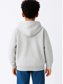 Erkek Çocuk Kapüşonlu Kanguru Cepli Tam Fermuarlı Hırka Sweatshirt - Gri