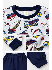 Erkek Çocuk Premium Penye İş Makinesi Desenli Uzun Kollu Pijama Takımı 2-11 Yaş - Lacivert Erkek Çocuk Premium Penye İş Makinesi Desenli Uzun Kollu Pijama Takımı 2-11 Yaş - Lacivert