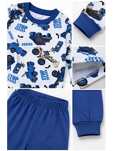 Erkek Çocuk Premium Penye İş Makinesi Desenli Uzun Kollu Pijama Takımı 2-11 Yaş - Mavi Erkek Çocuk Premium Penye İş Makinesi Desenli Uzun Kollu Pijama Takımı 2-11 Yaş - Mavi