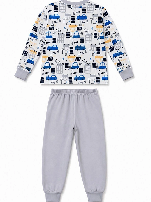 Erkek Çocuk Premium Penye Uzun Kollu Desenli Pijama Takımı 2-11 Yaş - Gri Erkek Çocuk Premium Penye Uzun Kollu Desenli Pijama Takımı 2-11 Yaş - Gri