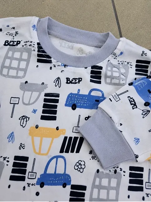 Erkek Çocuk Premium Penye Uzun Kollu Desenli Pijama Takımı 2-11 Yaş - Gri Erkek Çocuk Premium Penye Uzun Kollu Desenli Pijama Takımı 2-11 Yaş - Gri