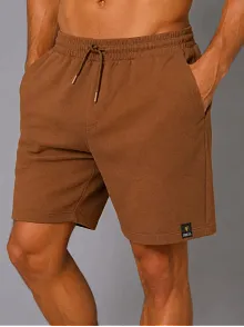 Erkek Dokuma Kumaş Cepli Bağcıklı Regular Fit Yazlık Şort - Kahverengi