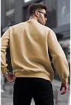 Erkek Düz Bisiklet Yaka 3 İplik Pamuklu Sweatshirt - Bej