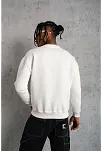 Erkek Düz Bisiklet Yaka 3 İplik Pamuklu Sweatshirt - Beyaz