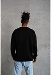 Erkek Bisiklet Yaka Baskılı 3 İplik Pamuklu Sweatshirt -  Siyah
