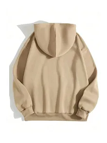 Erkek 3 İplik Pamuklu Kapüşonlu Kanguru Cepli Sweatshirt Hoodie -  Bej