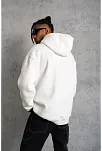 Erkek 3 İplik Pamuklu Kapüşonlu Kanguru Cepli Sweatshirt Hoodie - Beyaz