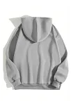 Erkek 3 İplik Pamuklu Kapüşonlu Kanguru Cepli Sweatshirt Hoodie - Boyalı Gri