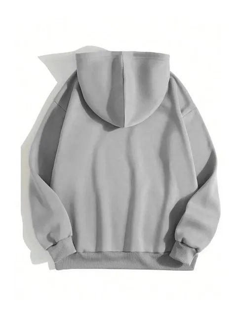 Erkek 3 İplik Pamuklu Kapüşonlu Kanguru Cepli Sweatshirt Hoodie - Boyalı Gri