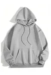 Erkek 3 İplik Pamuklu Kapüşonlu Kanguru Cepli Sweatshirt Hoodie - Boyalı Gri