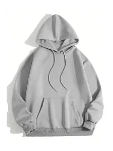 Erkek 3 İplik Pamuklu Kapüşonlu Kanguru Cepli Sweatshirt Hoodie - Boyalı Gri