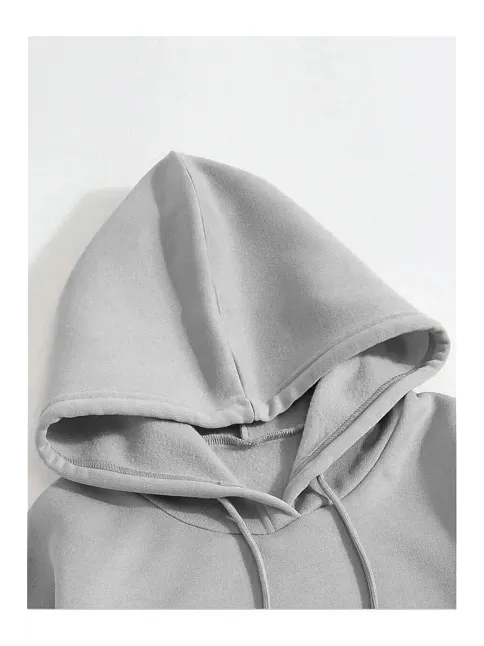 Erkek 3 İplik Pamuklu Kapüşonlu Kanguru Cepli Sweatshirt Hoodie - Boyalı Gri