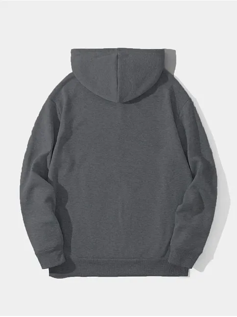 Erkek 3 İplik Pamuklu Kapüşonlu Kanguru Cepli Sweatshirt Hoodie -  Füme