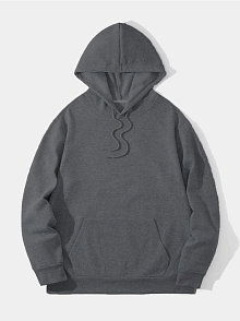Erkek 3 İplik Pamuklu Kapüşonlu Kanguru Cepli Sweatshirt Hoodie -  Füme