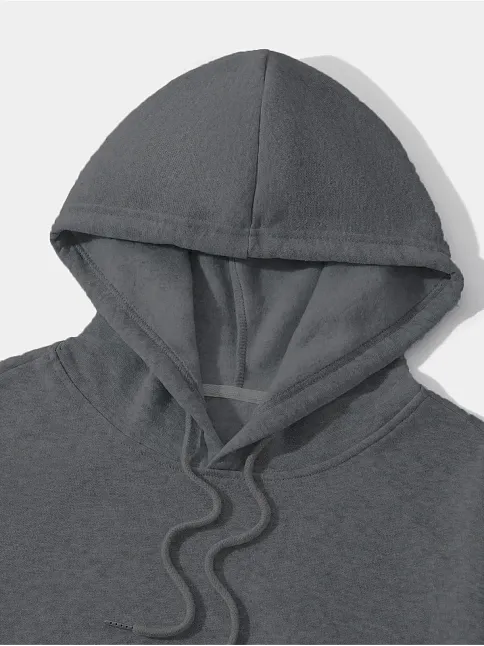 Erkek 3 İplik Pamuklu Kapüşonlu Kanguru Cepli Sweatshirt Hoodie -  Füme