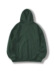 Erkek 3 İplik Pamuklu Kapüşonlu Kanguru Cepli Sweatshirt Hoodie -  Koyu Yeşil