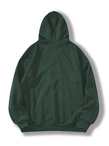 Erkek 3 İplik Pamuklu Kapüşonlu Kanguru Cepli Sweatshirt Hoodie -  Koyu Yeşil
