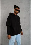Erkek 3 İplik Pamuklu Kapüşonlu Kanguru Cepli Sweatshirt Hoodie -  Siyah