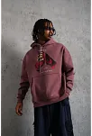 Erkek Kapüşonlu Cepli Box Eldiven Baskılı 3 İplik Sweatshirt Hoodie - Gül Kurusu