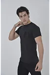 Erkek File Çepli  T-shirt Kısa Kol Bisiklet Yaka Slimfit Tişört - Siyah