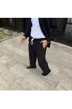 Erkek Fitilli Kadife Cepli Buggy Pantolon Oversize Rahat Kalıp - Siyah
