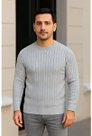 Erkek Fitilli Triko Bisiklet Yaka Kalın Kazak 4'lü Set Beyaz-bordo-gri-siyah