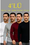 Erkek Fitilli Triko Bisiklet Yaka Kalın Kazak 4'lü Set Beyaz-bordo-gri-siyah