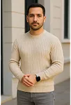 Erkek Fitilli Triko Bisiklet Yaka Kalın Kazak 4'lü Set Beyaz-bebek Mavisi-gri-siyah