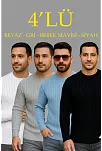 Erkek Fitilli Triko Bisiklet Yaka Kalın Kazak 4'lü Set Beyaz-bebek Mavisi-gri-siyah