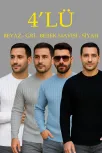 Erkek Fitilli Triko Bisiklet Yaka Kalın Kazak 4'lü Set Beyaz-bebek Mavisi-gri-siyah