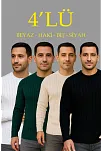Erkek Fitilli Triko Bisiklet Yaka Kalın Kazak 4'lü Set Beyaz-haki-bej-siyah