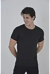 Erkek Gögüs Fileli T-shirt Kısa Kol Bisiklet Yaka Slimfit Tişört  - Siyah