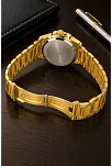 Erkek Gold Renk Metal Kordon Analog Kol Saati Beyaz Kadran Takvim Göstergeli