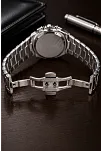 Erkek Gümüş Metal Kordon Analog Kol Saati Yeşil Kadran Takvim Göstergeli - Gümüş
