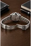 Erkek Gümüş Renk Metal Kordon Analog Kol Saati 24 Saat Takvim Göstergeli Gri Kadran - Gümüş