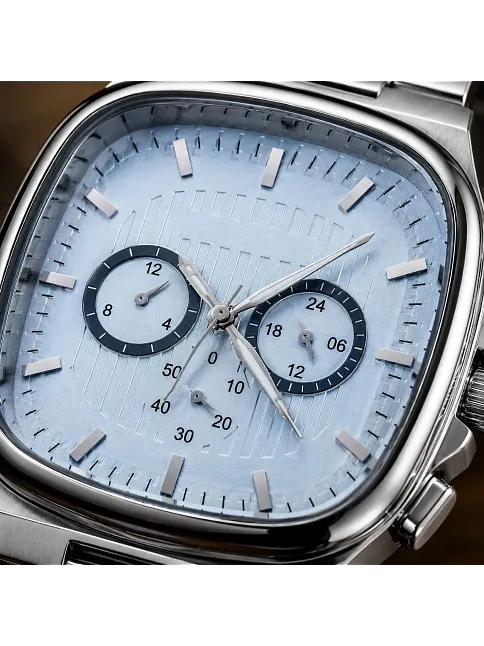 Erkek Gümüş Renk Metal Kordon Analog Kol Saati Çok Fonksiyonlu Beyaz Kadran - Gümüş