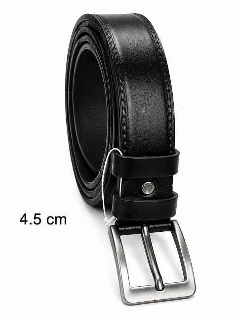 Erkek Hakiki Deri 4.5 Cm Klasik Ve Kot Pantolon Kemeri Metal Tokalı Siyah