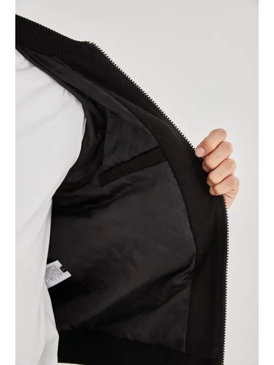 Erkek İçten Elyaf Ve Astarlı Kolları Suni Deri Ceket - Kahverengi