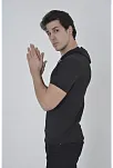 Kadın Kapüşonlu T-shirt Kısa Kol Bisiklet Yaka Slimfit Tişört    - Siyah
