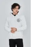 Erkek 3 İplik Pamuklu Fermuarlı Kapüşonlu Kanguru Cepli Baskılı Hoodie Hırka Sweatshirt - Beyaz Erkek 3 İplik Pamuklu Fermuarlı Kapüşonlu Kanguru Cepli Baskılı Hoodie Hırka Sweatshirt - Beyaz