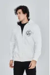 Erkek 3 İplik Pamuklu Fermuarlı Kapüşonlu Kanguru Cepli Baskılı Hoodie Hırka Sweatshirt - Beyaz Erkek 3 İplik Pamuklu Fermuarlı Kapüşonlu Kanguru Cepli Baskılı Hoodie Hırka Sweatshirt - Beyaz