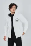 Erkek 3 İplik Pamuklu Fermuarlı Kapüşonlu Kanguru Cepli Baskılı Hoodie Hırka Sweatshirt - Beyaz Erkek 3 İplik Pamuklu Fermuarlı Kapüşonlu Kanguru Cepli Baskılı Hoodie Hırka Sweatshirt - Beyaz