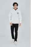 Erkek 3 İplik Pamuklu Fermuarlı Kapüşonlu Kanguru Cepli Baskılı Hoodie Hırka Sweatshirt - Beyaz Erkek 3 İplik Pamuklu Fermuarlı Kapüşonlu Kanguru Cepli Baskılı Hoodie Hırka Sweatshirt - Beyaz